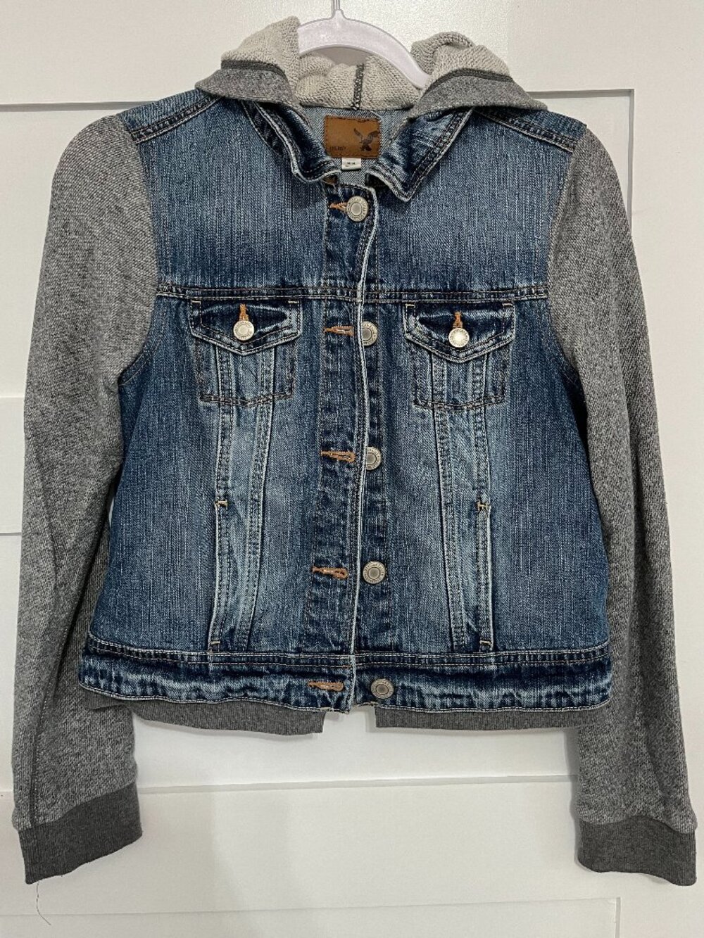 American Eagle Outfitters Hooded Denim Jean Jacket